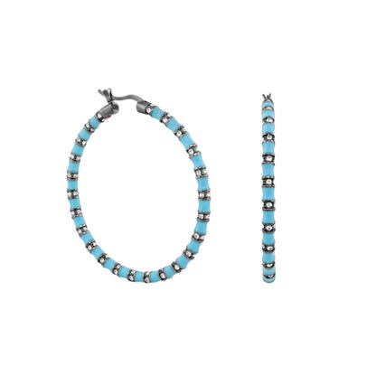 Stripes Tease Crystal And Gold Hoop Earrings
