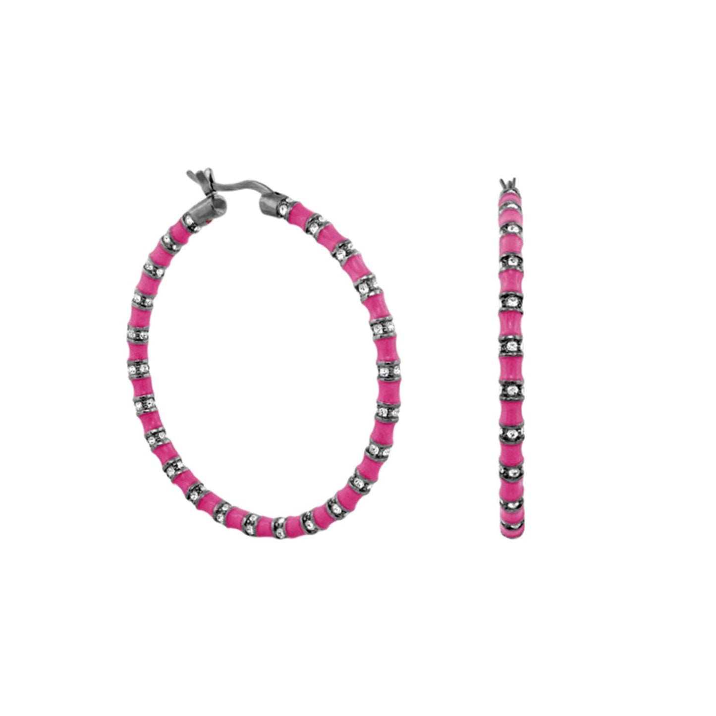 Stripes Tease Crystal And Gold Hoop Earrings