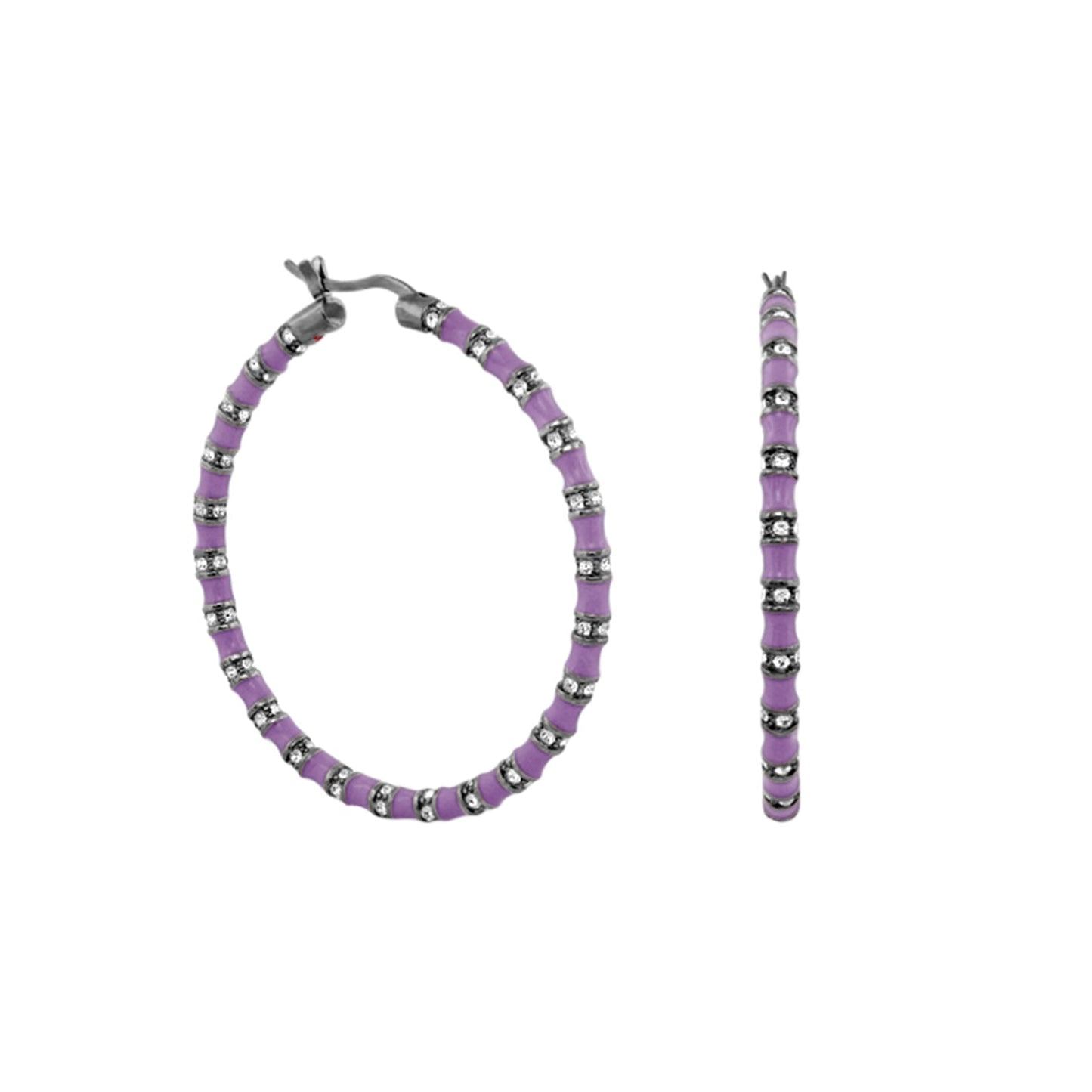 Stripes Tease Crystal And Gold Hoop Earrings