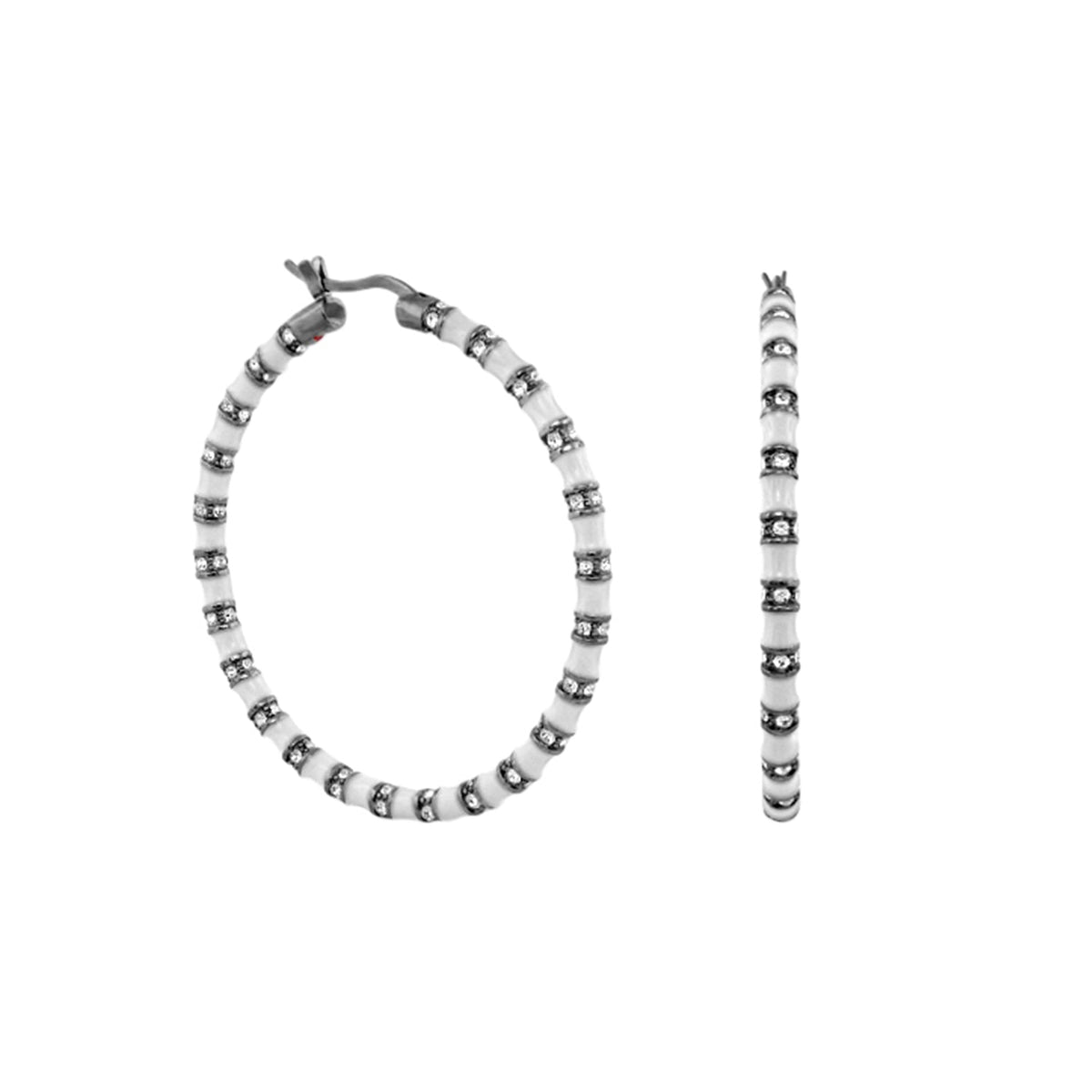 Stripes Tease Crystal And Gold Hoop Earrings