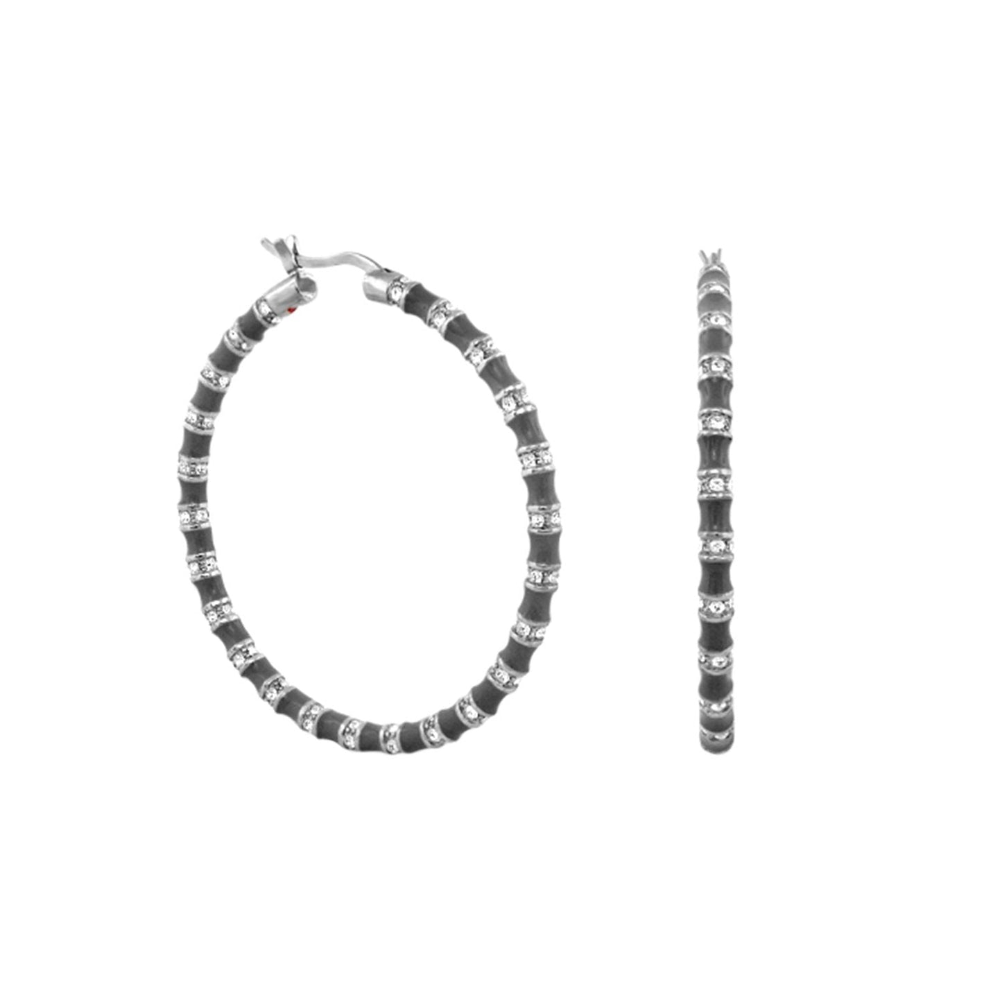 Stripes Tease Crystal And Gold Hoop Earrings