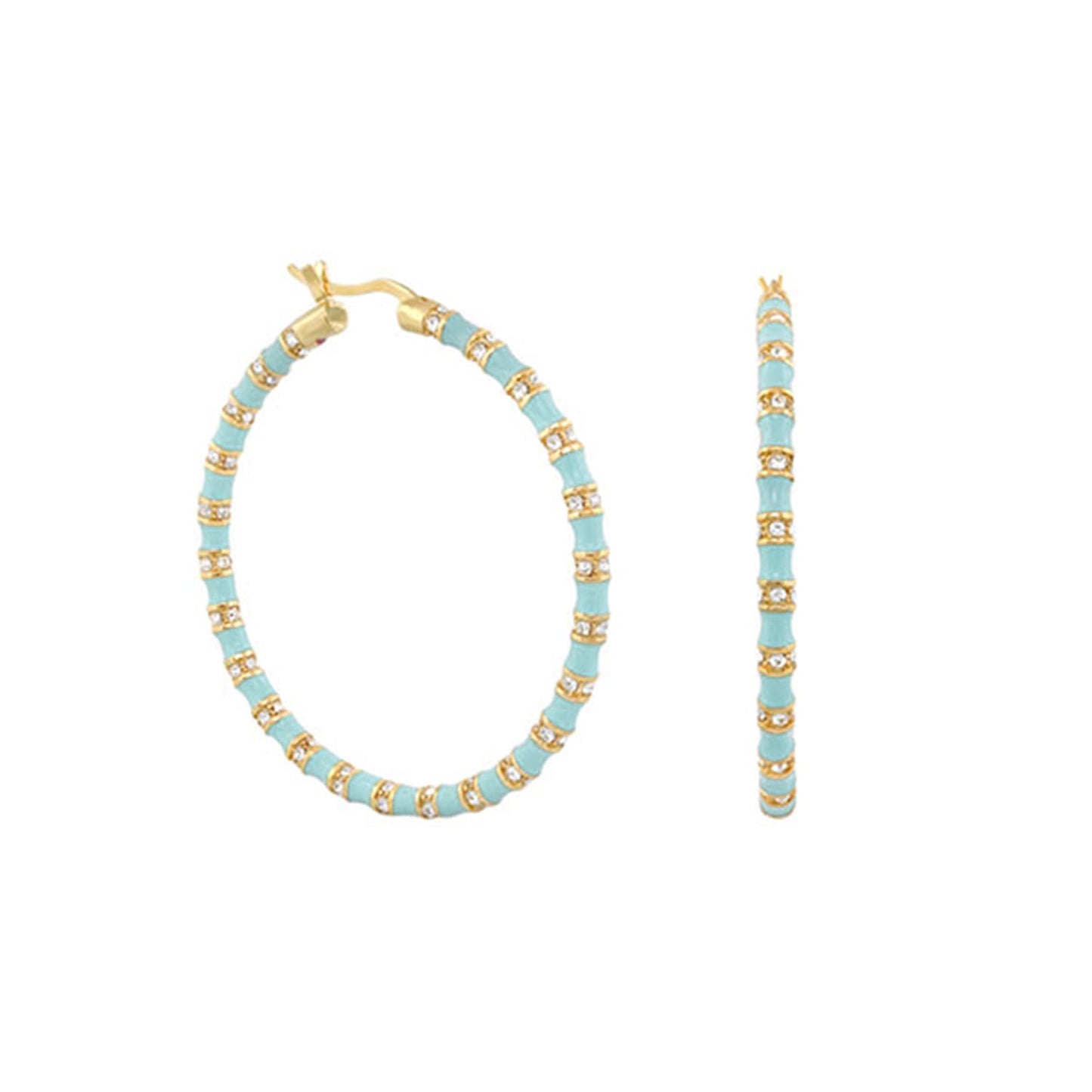 Stripes Tease Crystal And Gold Hoop Earrings