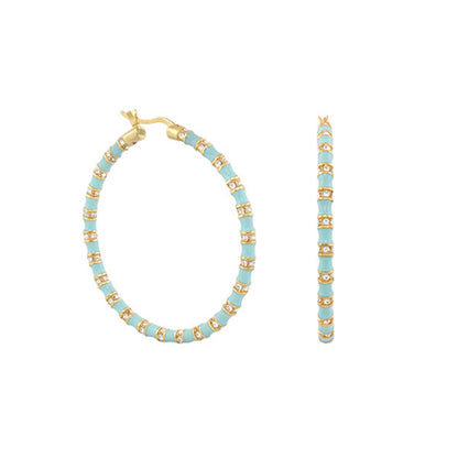Stripes Tease Crystal And Gold Hoop Earrings