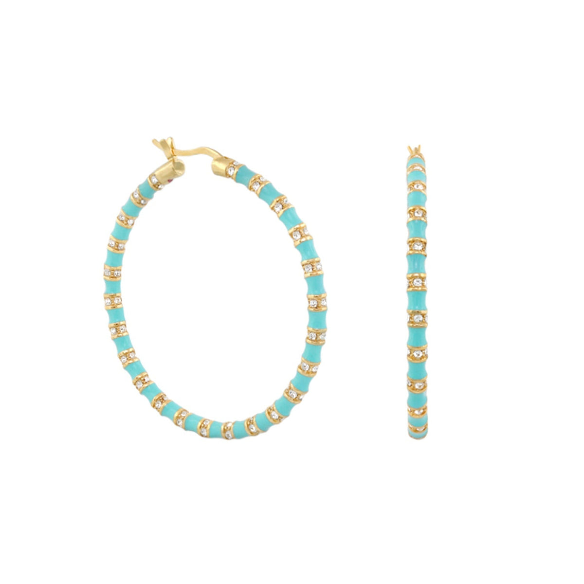 Stripes Tease Crystal And Gold Hoop Earrings