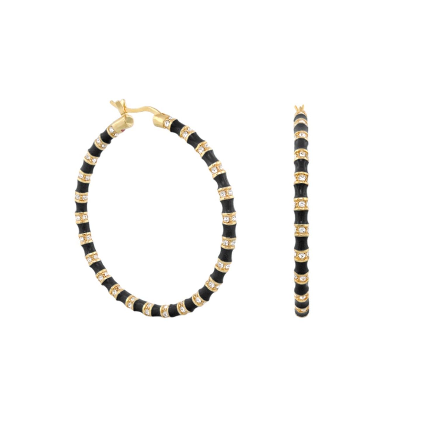 Stripes Tease Crystal And Gold Hoop Earrings