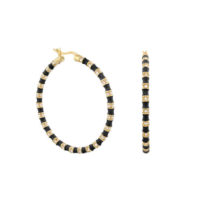 Stripes Tease Crystal And Gold Hoop Earrings