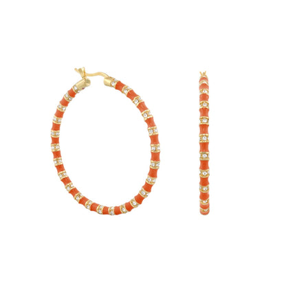 Stripes Tease Crystal And Gold Hoop Earrings