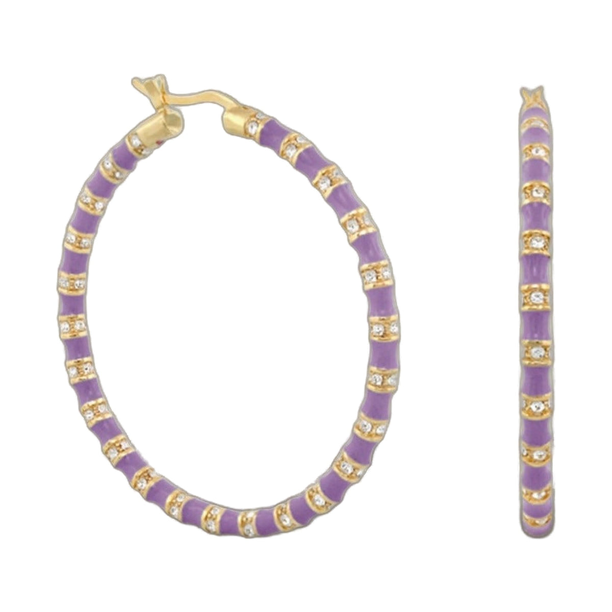 Stripes Tease Crystal And Gold Hoop Earrings