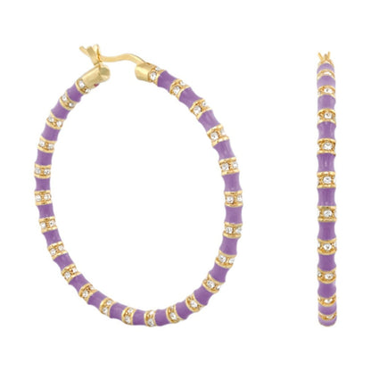 Stripes Tease Crystal And Gold Hoop Earrings