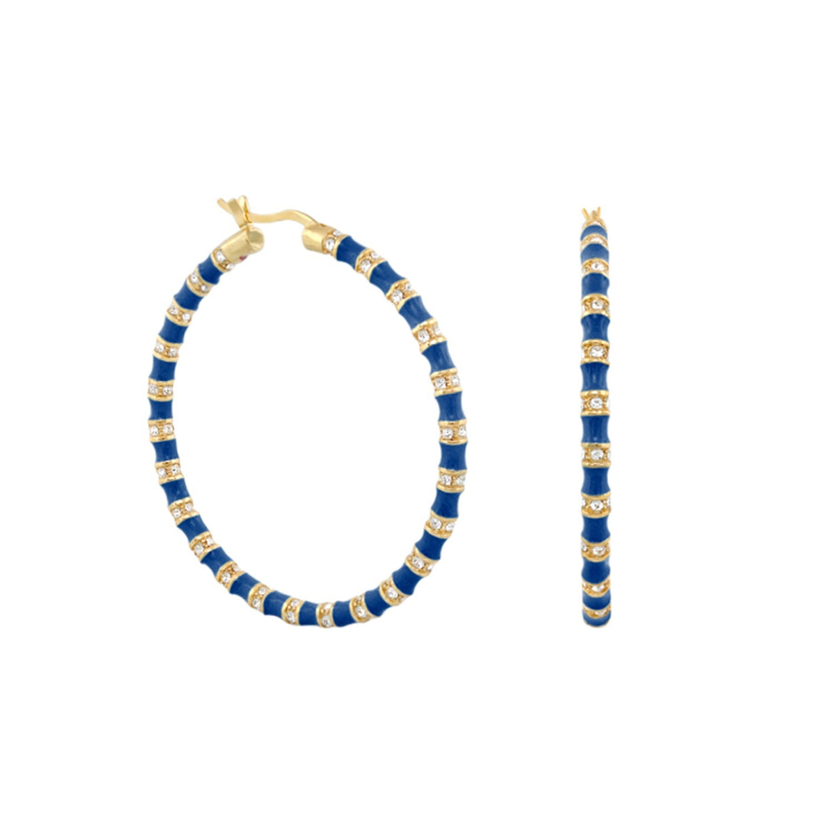 Stripes Tease Crystal And Gold Hoop Earrings