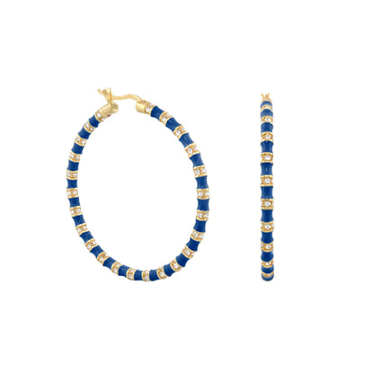 Stripes Tease Crystal And Gold Hoop Earrings