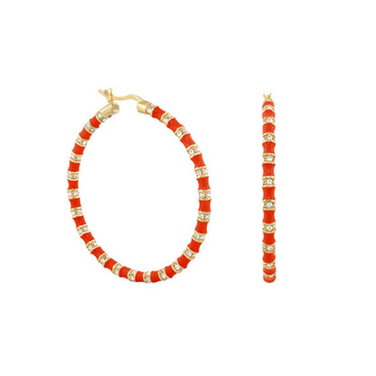 Stripes Tease Crystal And Gold Hoop Earrings