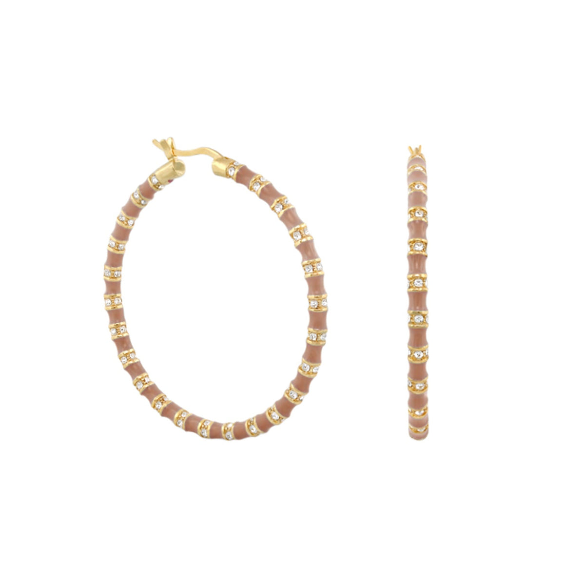 Stripes Tease Crystal And Gold Hoop Earrings