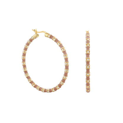 Stripes Tease Crystal And Gold Hoop Earrings