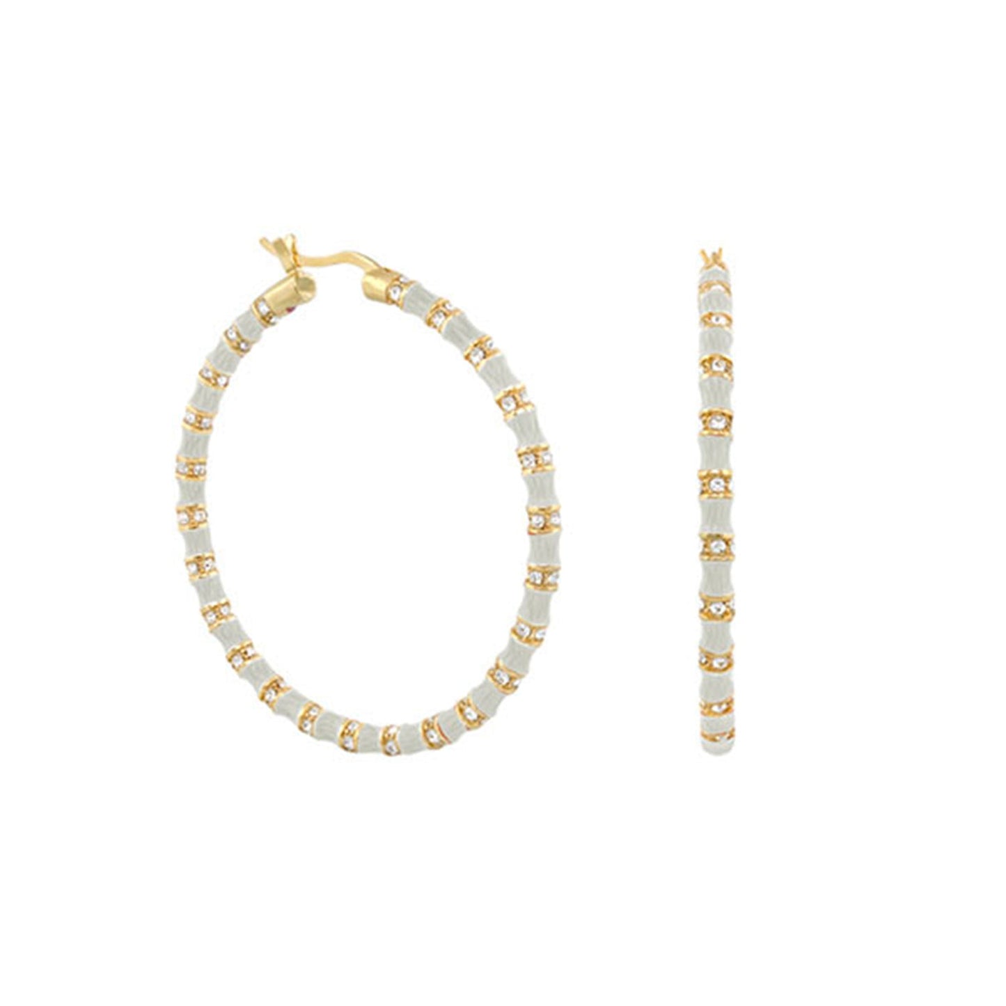 Stripes Tease Crystal And Gold Hoop Earrings