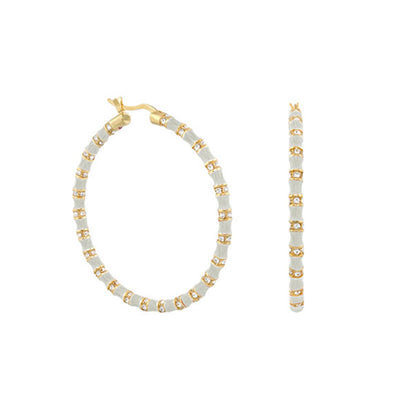 Stripes Tease Crystal And Gold Hoop Earrings