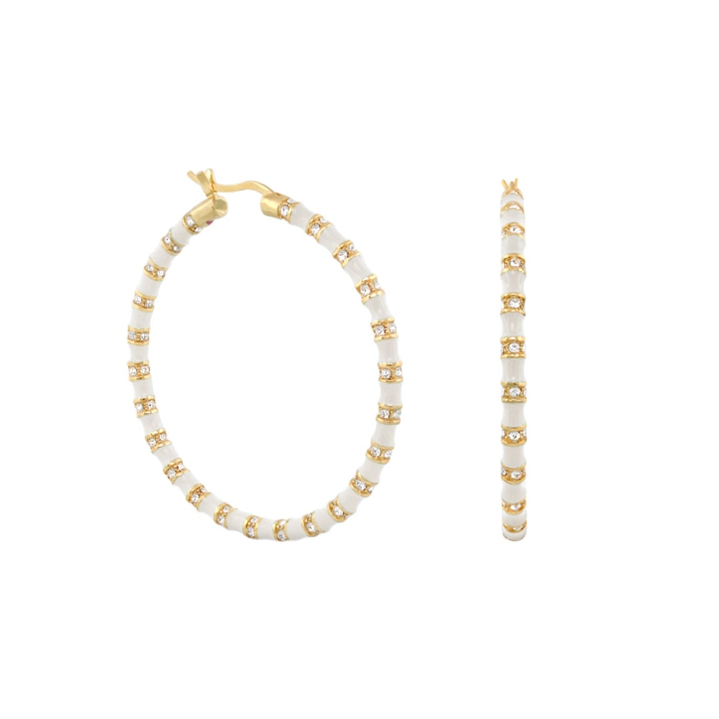 Stripes Tease Crystal And Gold Hoop Earrings