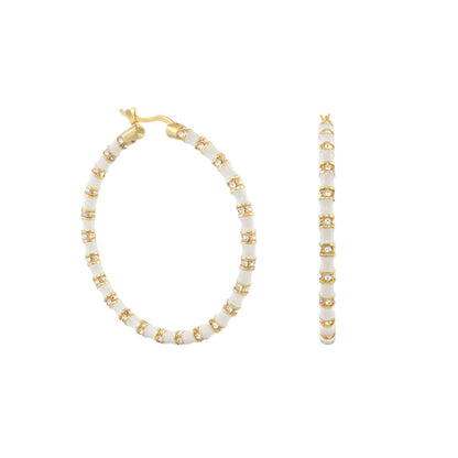 Stripes Tease Crystal And Gold Hoop Earrings