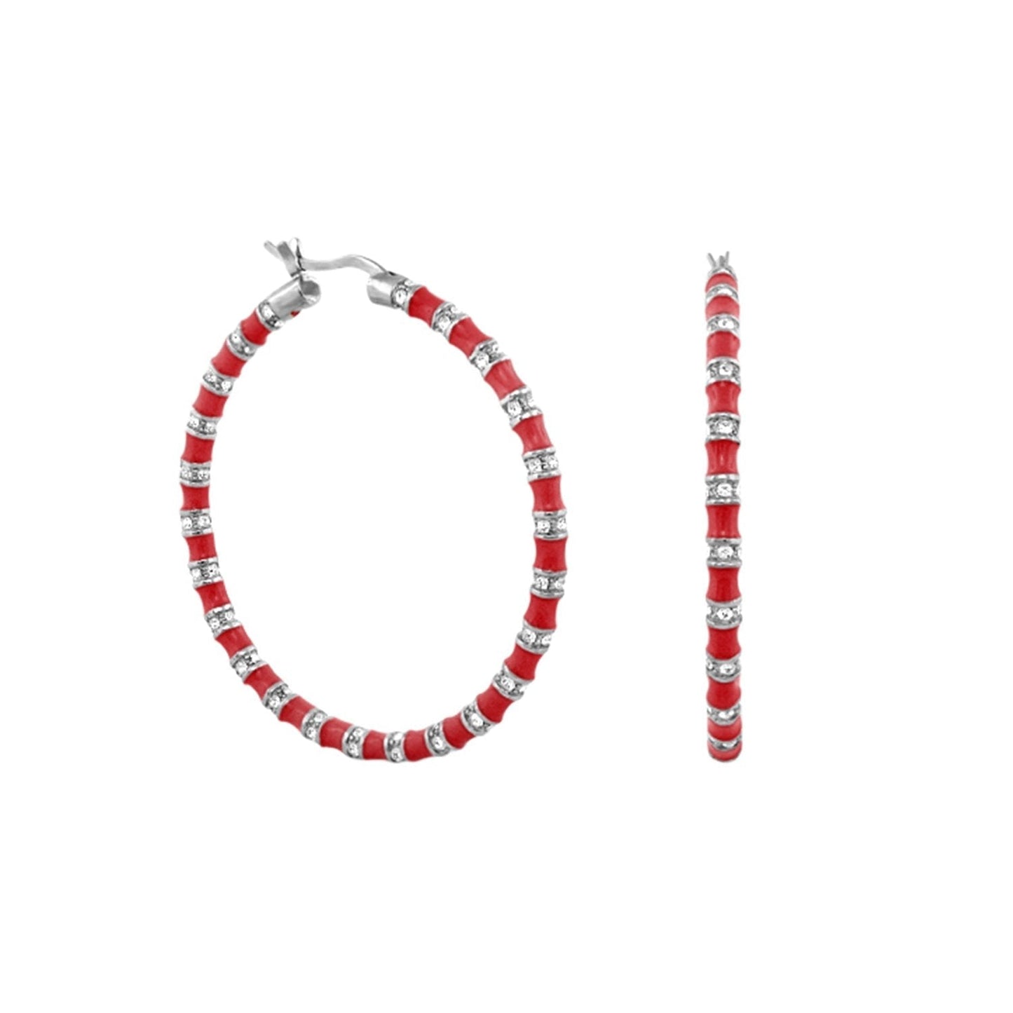 Stripes Tease Crystal And Gold Hoop Earrings