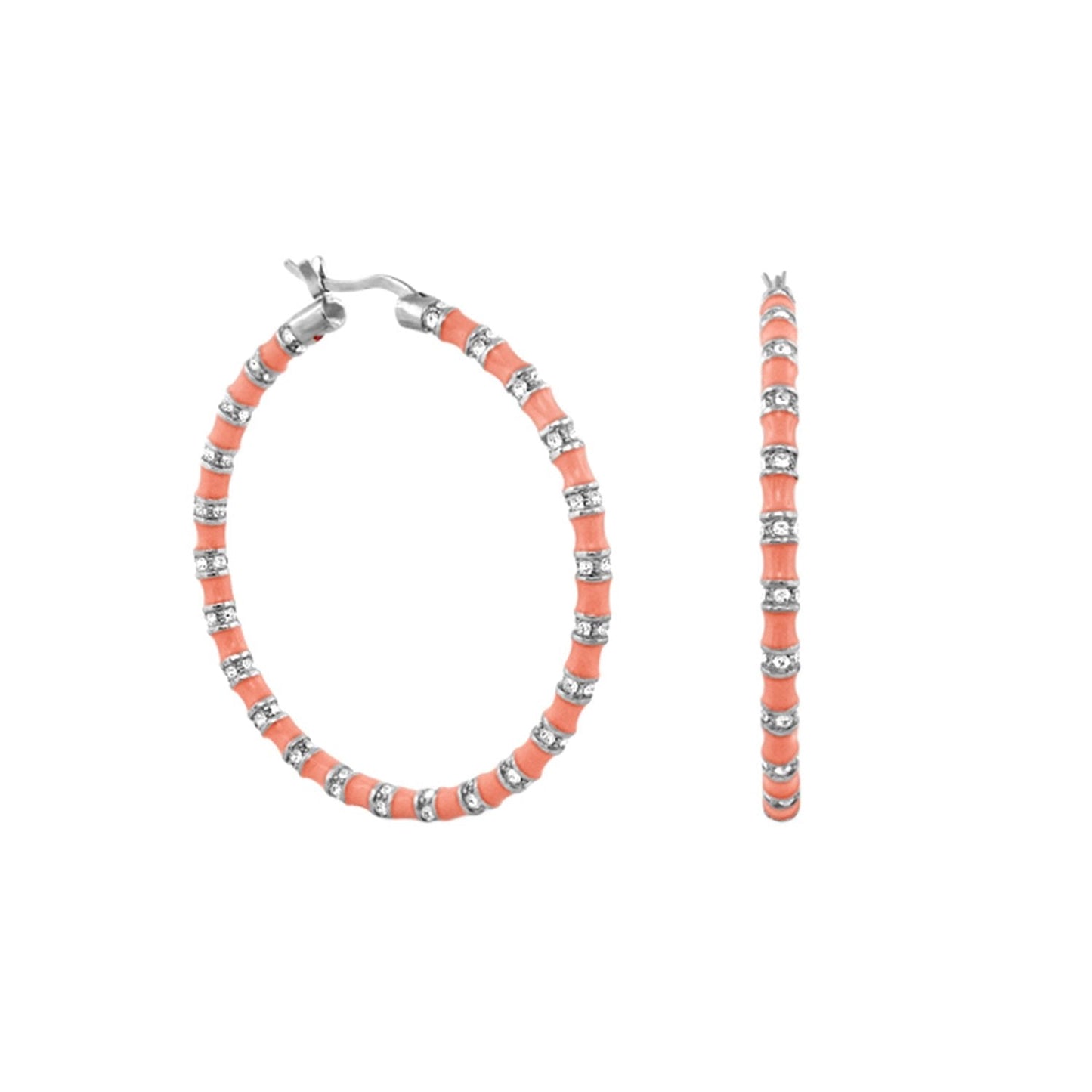 Stripes Tease Crystal And Gold Hoop Earrings