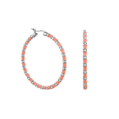 Stripes Tease Crystal And Gold Hoop Earrings