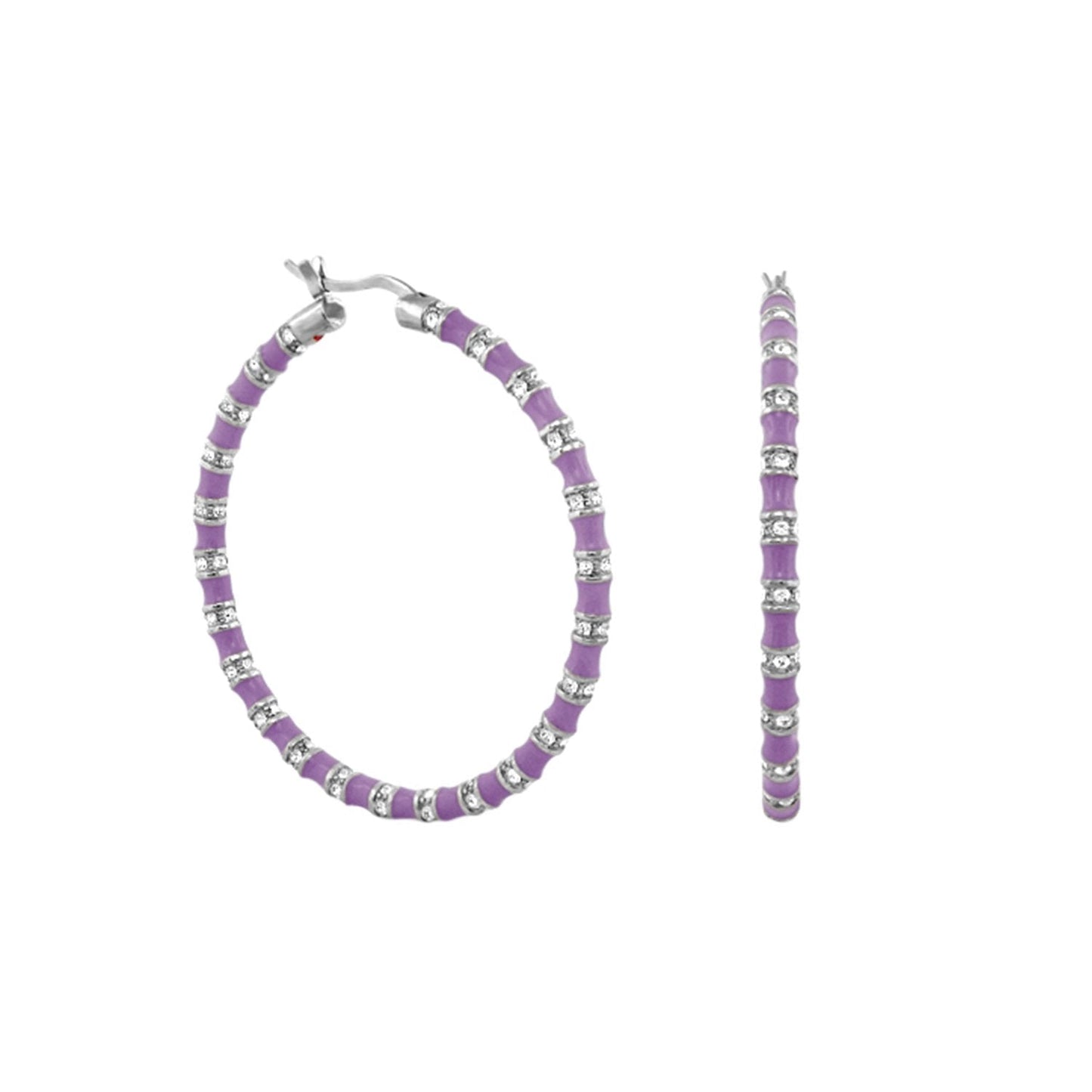 Stripes Tease Crystal And Gold Hoop Earrings