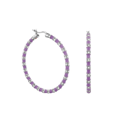 Stripes Tease Crystal And Gold Hoop Earrings