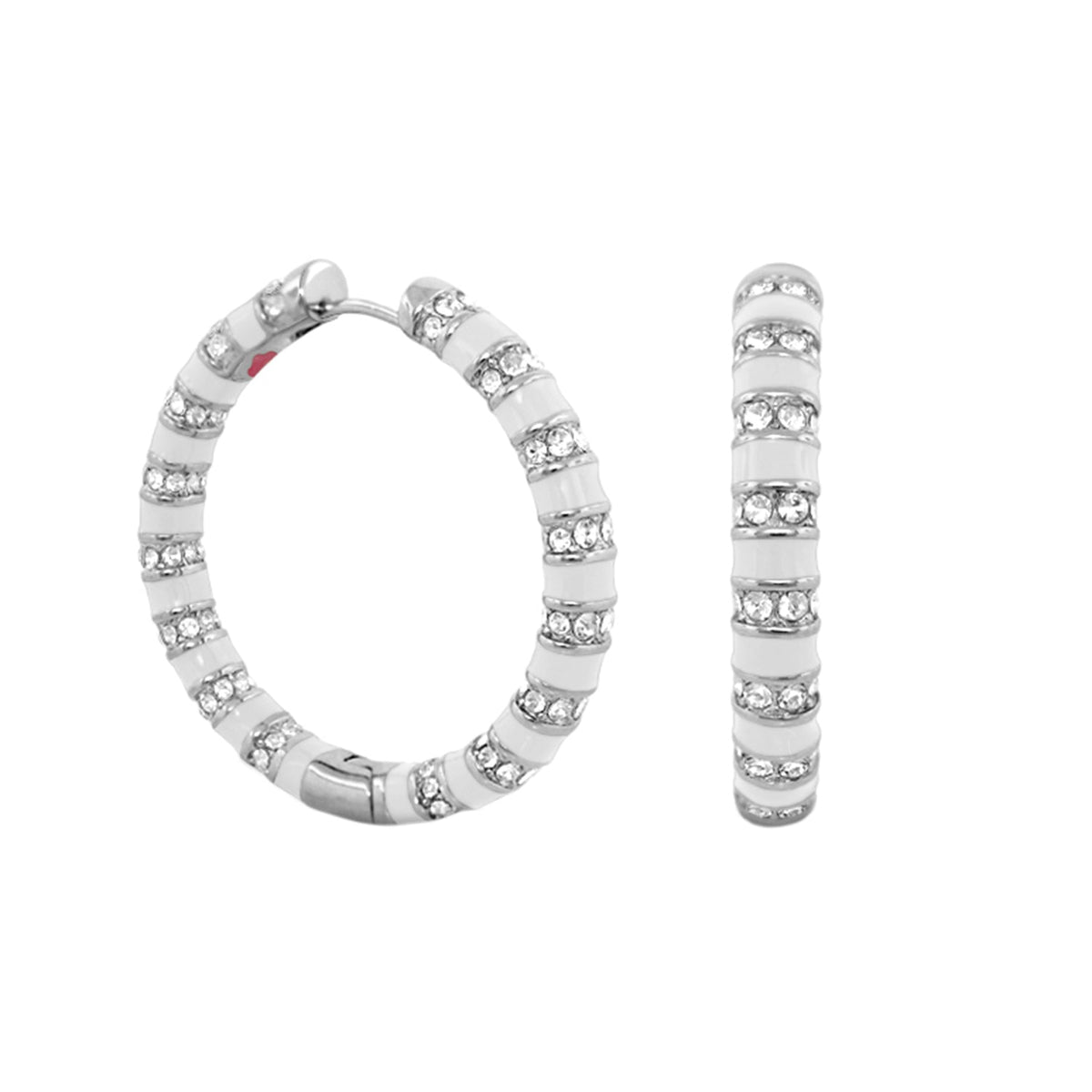 Stripe Tease Earrings by Lauren G Adams, silver-tone crystal hoops, set of 2 on Tampa Home & Garden Store
