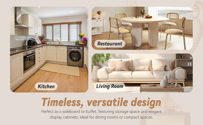 60-inch Wood Accent Cabinet with 4 doors brown and antique white, buffet in kitchen on Tampa Home & Garden Store