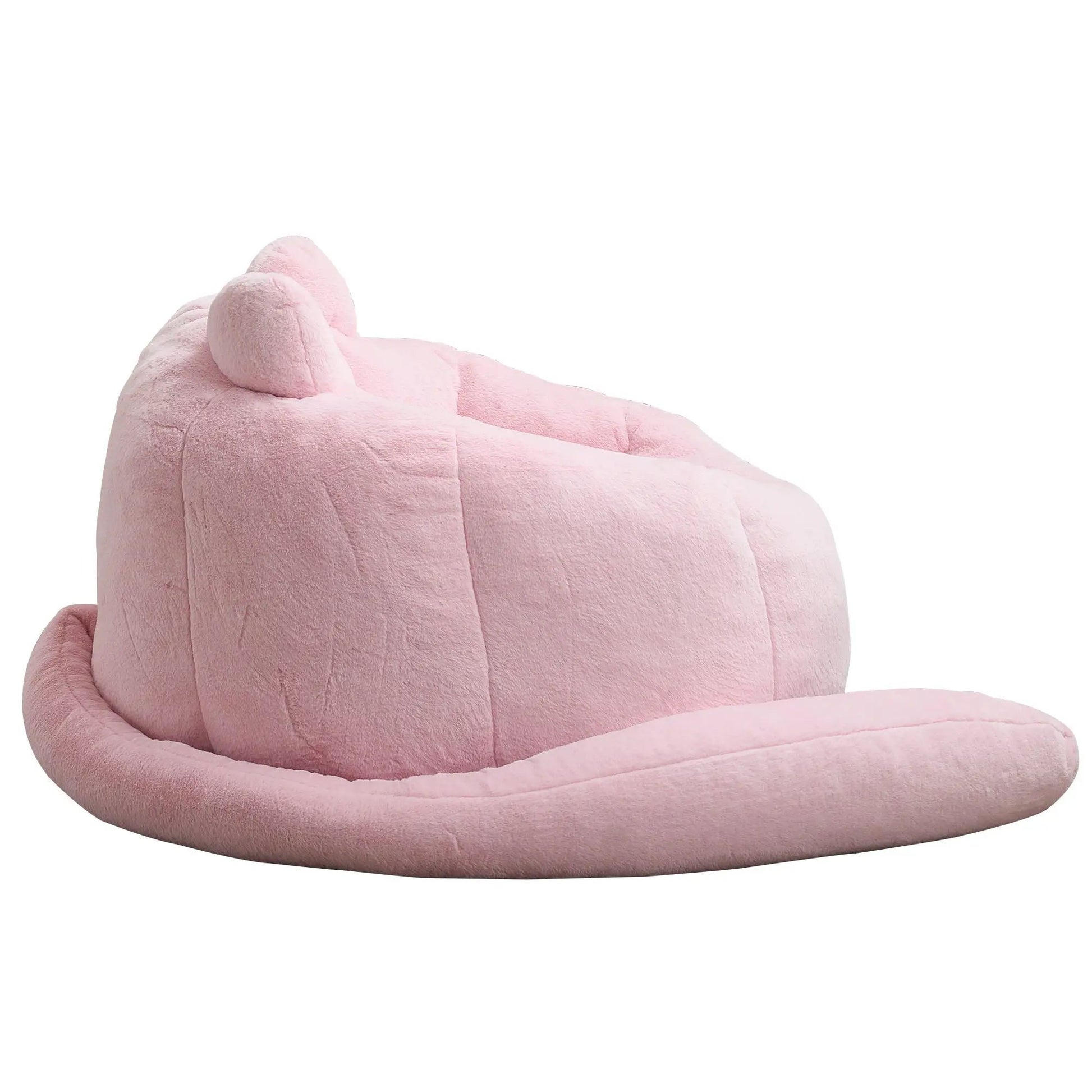 Cat shaped bean bag sofa in soft pink plush with cat ears and long tail on Tampa Home & Garden Store
