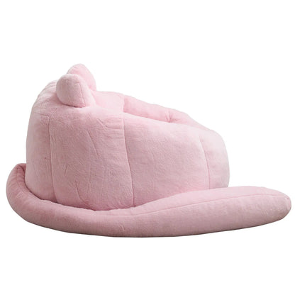 Cat shaped bean bag sofa in soft pink plush with cat ears and long tail on Tampa Home & Garden Store