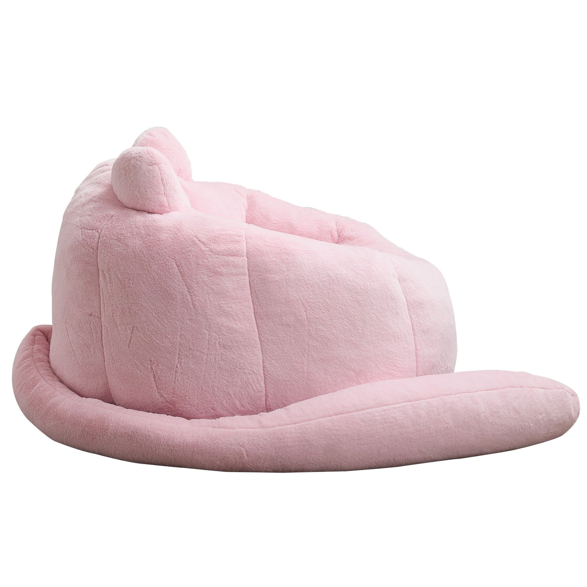 Cat-shaped bean bag sofa with long tail in pink plush fabric by HouseOfZazla on Tampa Home & Garden Store