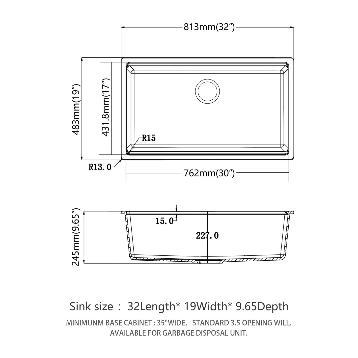 Quartz kitchen sink granite composite workstation undermount HouseOfZazla 32in x 19in x 9.65inD on Tampa Home & Garden Store