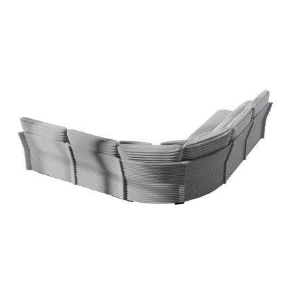 5 Seater L-Shaped Sectional Sofa curved corner with 7 pillows, gray fabric by HouseOfZazla on Tampa Home & Garden Store