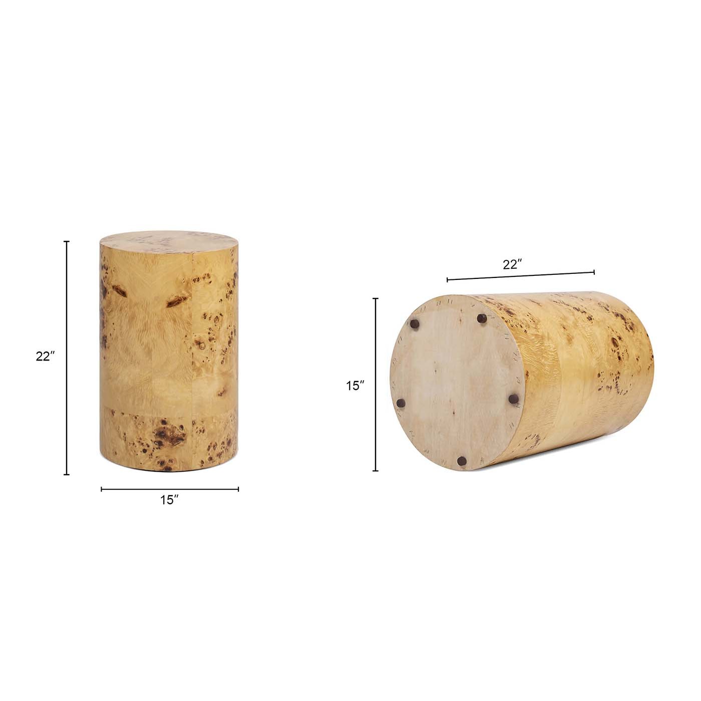 Nebula 22in Accent Pillar Side Table warm natural burl wood by HouseOfZazla on Tampa Home & Garden Store
