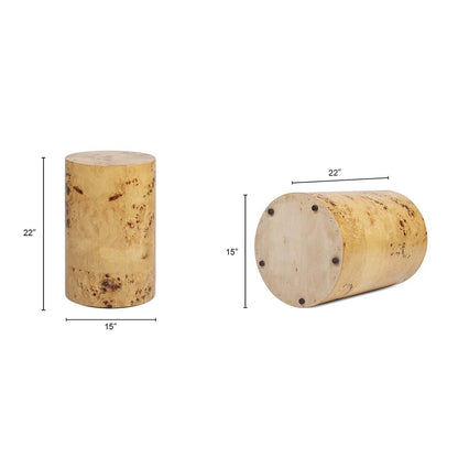 Nebula 22in Accent Pillar Side Table warm natural burl wood by HouseOfZazla on Tampa Home & Garden Store