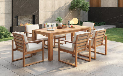 Trexm 7 Piece Acacia Patio Table and 6 Chairs Set