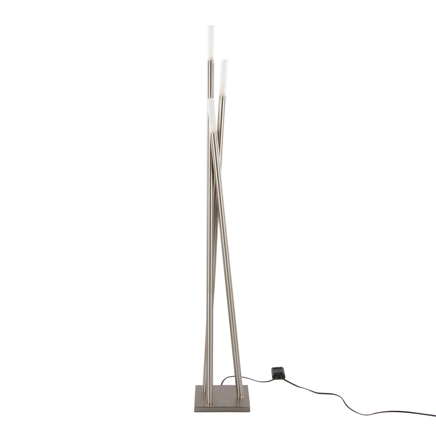 Contemporary Icicle floor lamp in nickel with slender metal stems and frosted glass tubes on Tampa Home & Garden Store