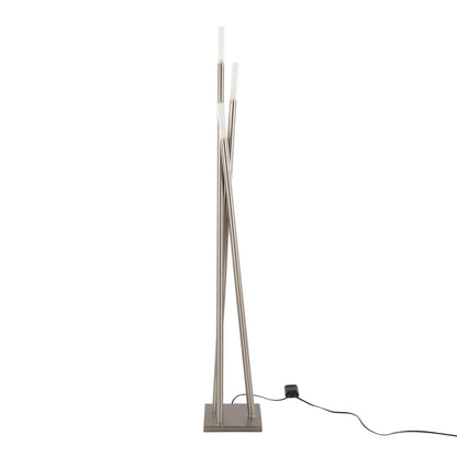 Contemporary Icicle floor lamp in nickel with slender metal stems and frosted glass tubes on Tampa Home & Garden Store