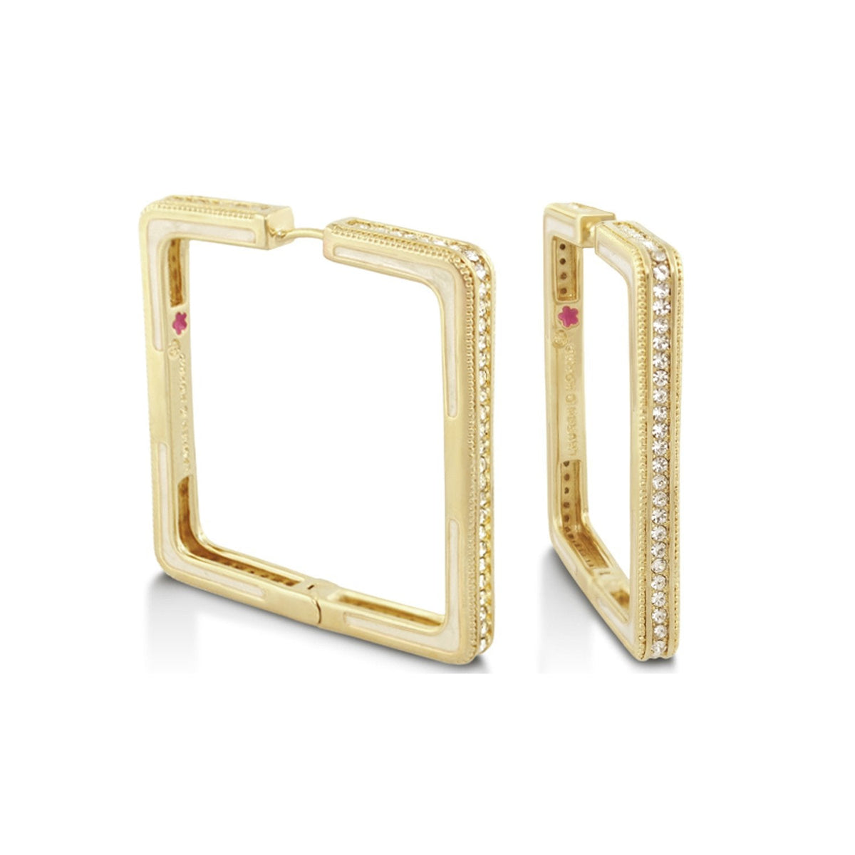 Sea Diamonds Earrings gold rectangular hoops with pavé diamonds by Lauren G Adams, 2 pc set on Tampa Home & Garden Store