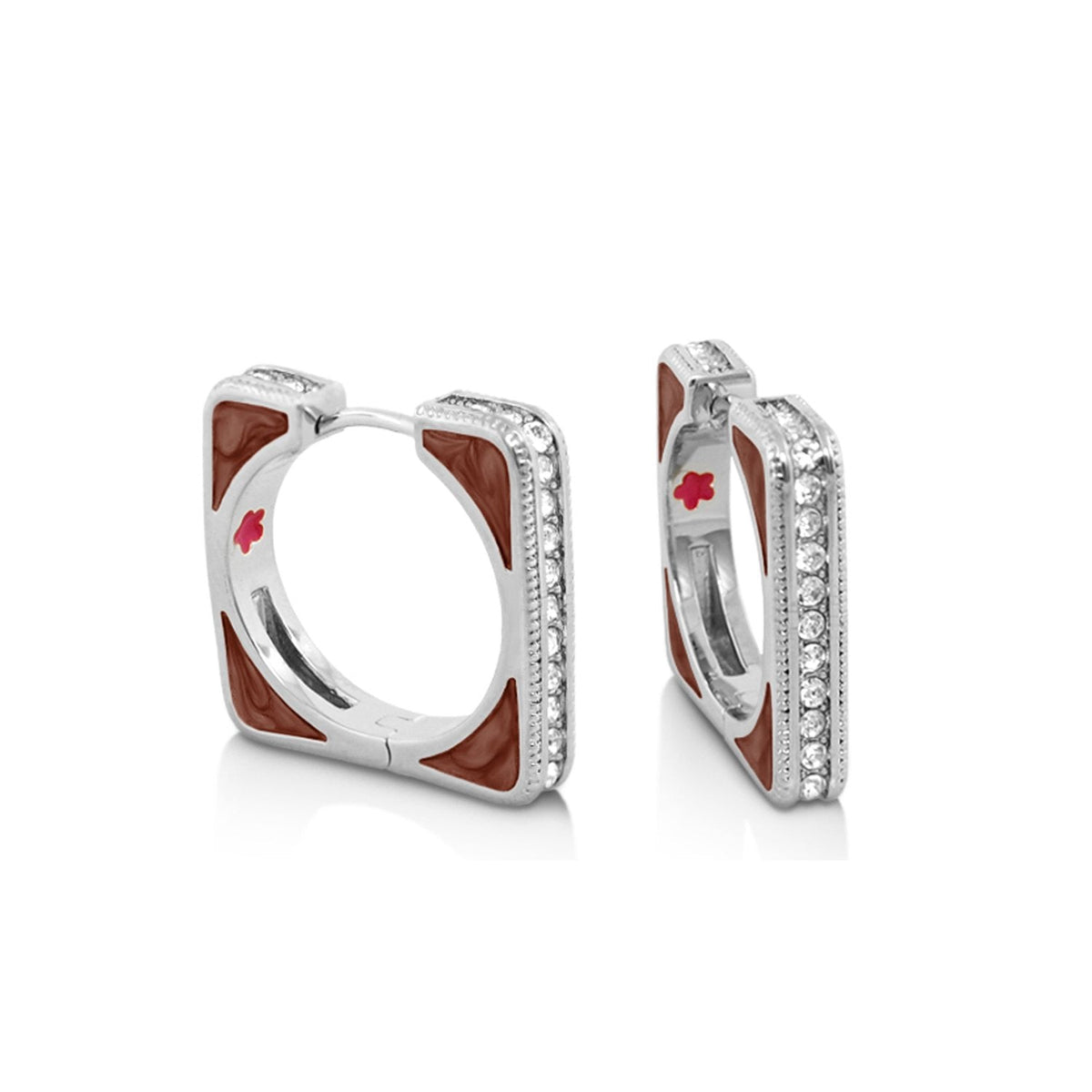 Sea Diamonds hoops by Lauren G Adams, silver-tone square hoops with pavé diamonds and enamel on Tampa Home & Garden Store
