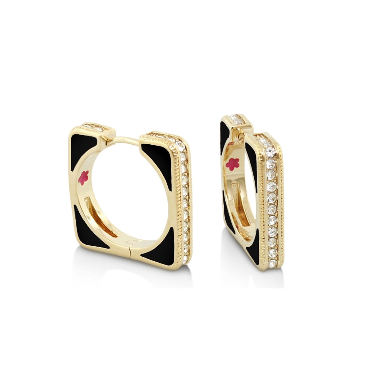 Sea Diamonds earrings, gold-tone hoops with black enamel and pavé diamonds Lauren G Adams on Tampa Home & Garden Store