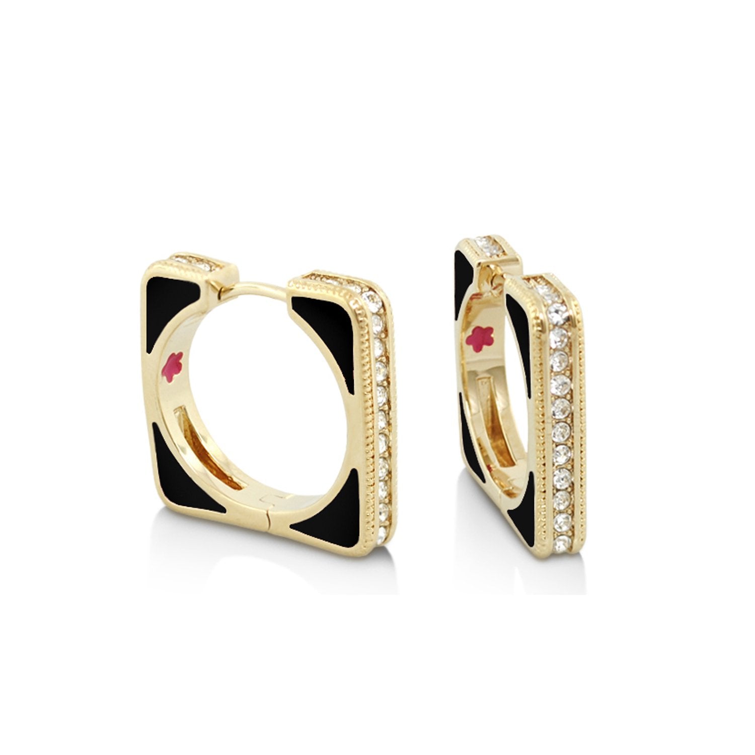 Sea Diamonds earrings, gold-tone hoops with black enamel and pavé diamonds Lauren G Adams on Tampa Home & Garden Store