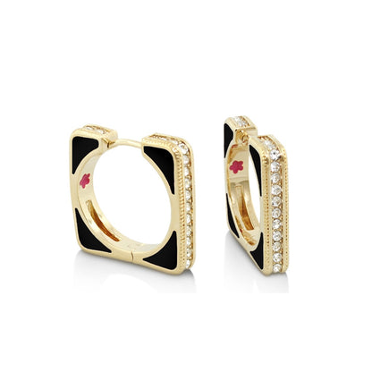 Sea Diamonds earrings, gold-tone hoops with black enamel and pavé diamonds Lauren G Adams on Tampa Home & Garden Store