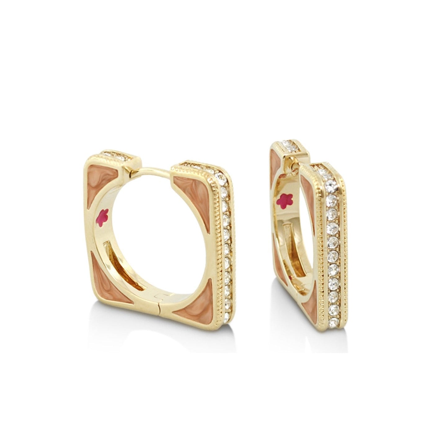 Sea Diamonds Earrings gold-tone hoops with pink enamel and pavé diamonds by Lauren G Adams on Tampa Home & Garden Store