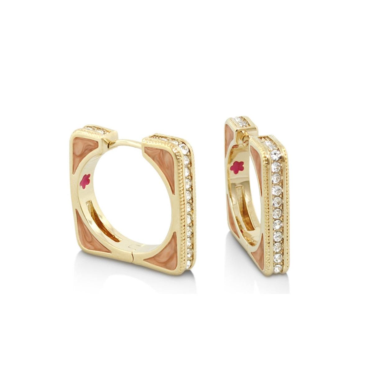 Sea Diamonds Earrings gold-tone hoops with pink enamel and pavé diamonds by Lauren G Adams on Tampa Home & Garden Store