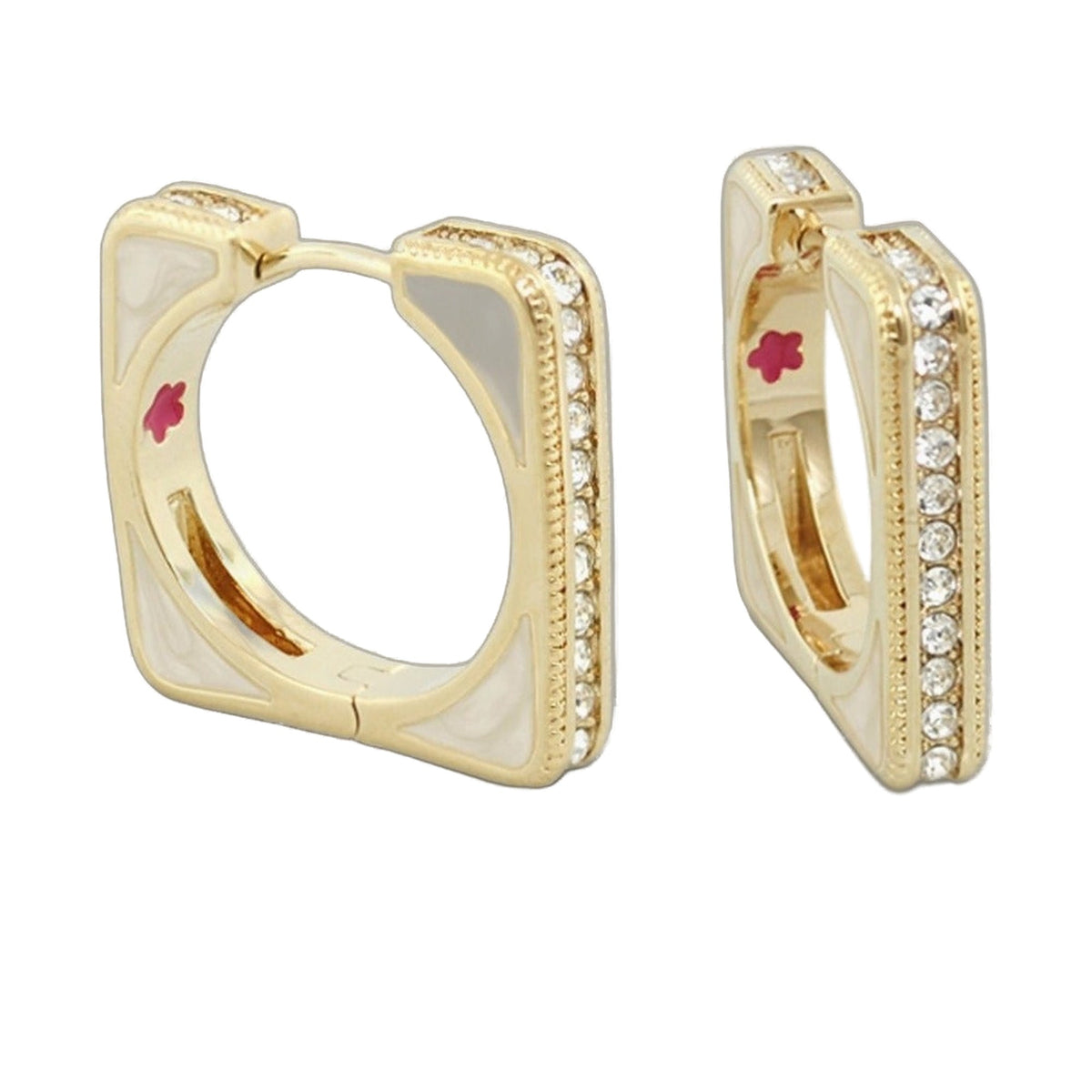 Sea Diamonds earrings by Lauren G Adams, gold-tone square hoop with pavé diamonds on Tampa Home & Garden Store