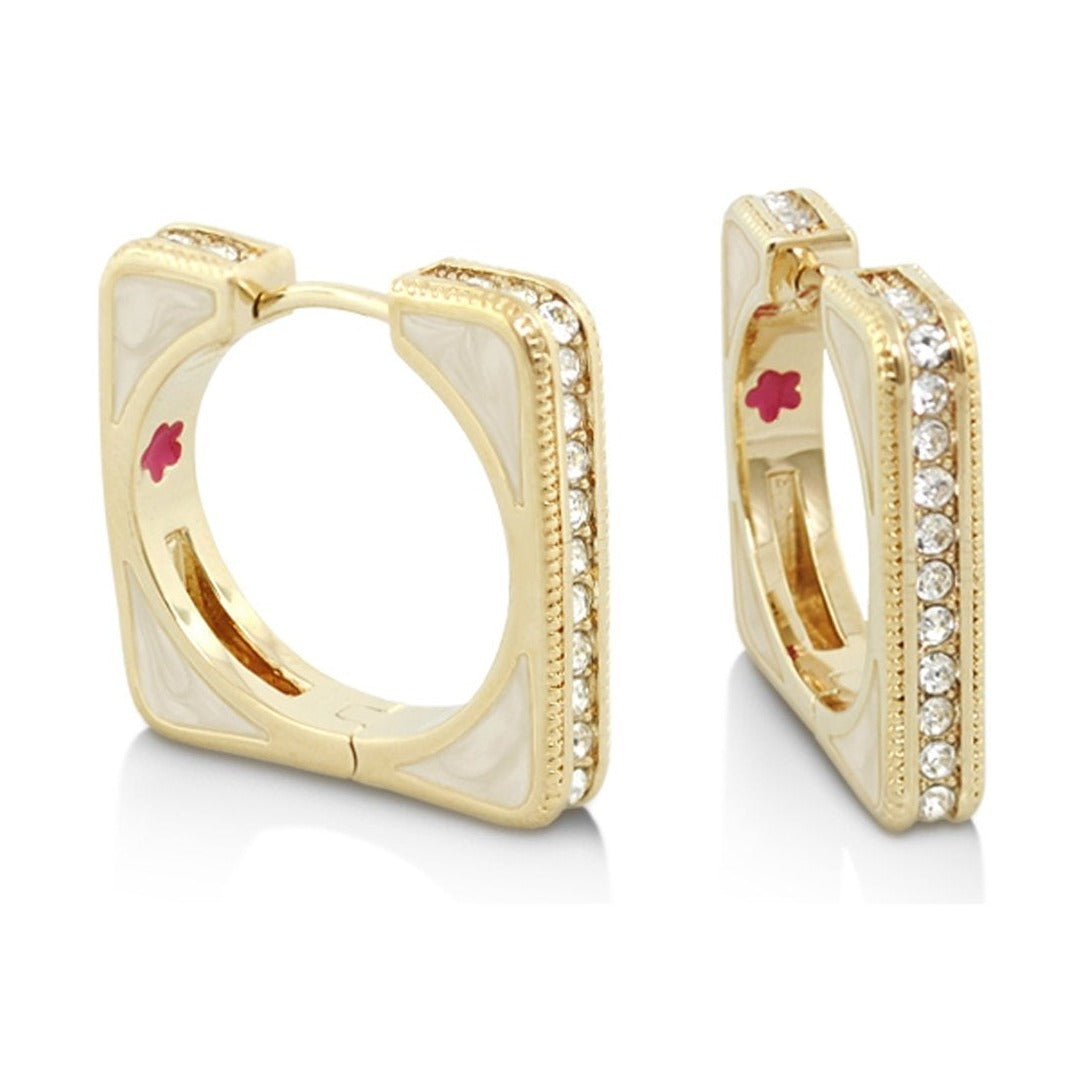 Sea Diamonds Earrings pair, gold-tone rectangular hoops with pavé diamonds, Lauren G Adams on Tampa Home & Garden Store