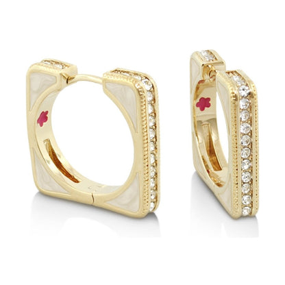 Sea Diamonds Earrings pair, gold-tone rectangular hoops with pavé diamonds, Lauren G Adams on Tampa Home & Garden Store