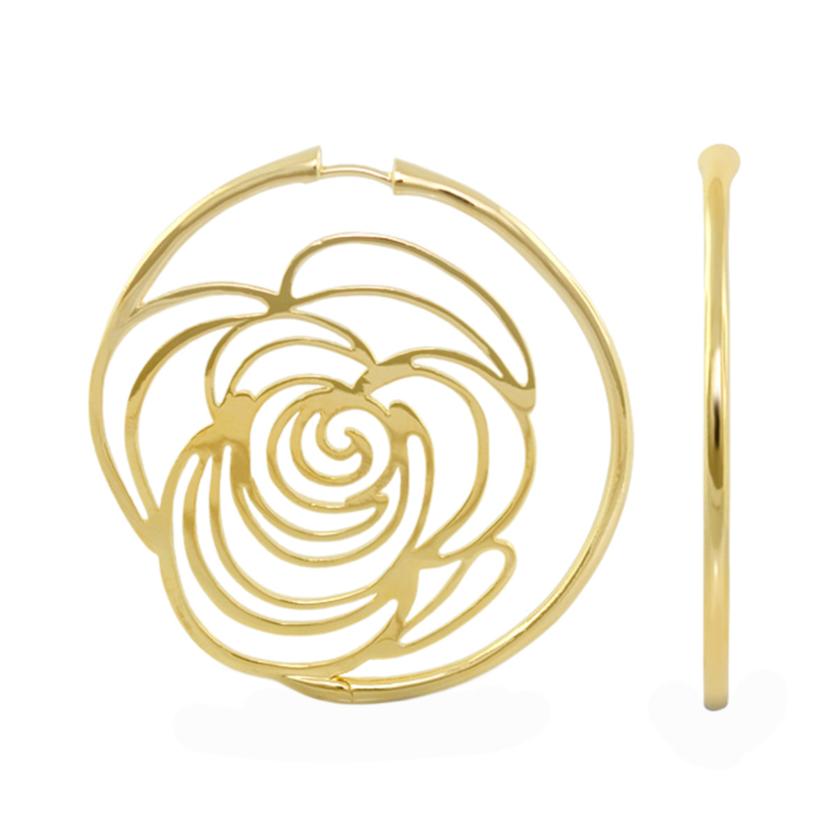 Rose Garden Earrings — Open Rose Hoop, gold-tone hoop by Lauren G Adams on Tampa Home & Garden Store